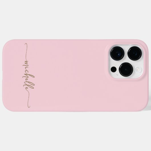 Coques Case-Mate iPhone Style moderne Girly Blush Pink Gold Nom Script (Verso (horizontal))