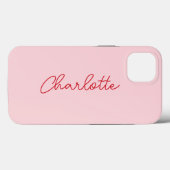Coques Case-Mate iPhone Style moderne rose et rouge Script (Verso (horizontal))