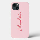 Coques Case-Mate iPhone Style moderne rose et rouge Script (Verso)