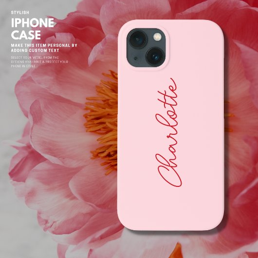Coques Case-Mate iPhone Style moderne rose et rouge Script
