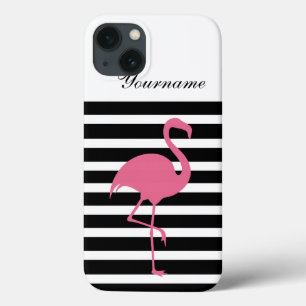 Etui iPhone 13 Style monogramme flamant rose