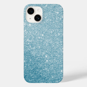 Coque Pour iPhone 14 Style Pailleté Cyan