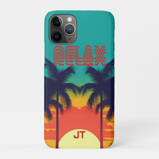 Coques Case-Mate iPhone Style rétro de Sunset Tropical 80s (Dos)