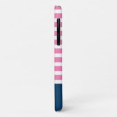Coques Case-Mate iPhone Stylé rose rayures Nom bleu (Dos/Gauche)