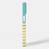 Coques Case-Mate iPhone Style Turquoise, Blanc et Or Chevron personnalisé (Verso / Droite)