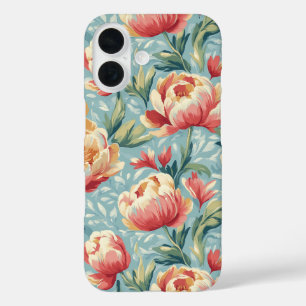 Coques iPhone 16 Style victorien élégant pivoines florales