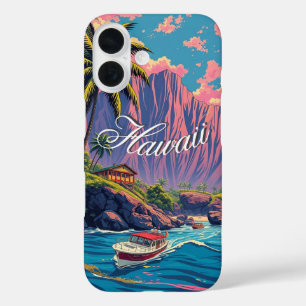 Coques iPhone 16 Style vintage Hawaiian Travel Honolulu Mid-Pacific
