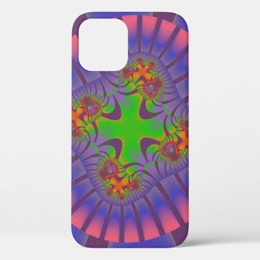 Coques Case-Mate iPhone Style violet, rose et vert fractal (Verso)