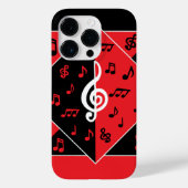 Coques Case-Mate iPhone Stylish Art déco Music Notes Red White (Verso)