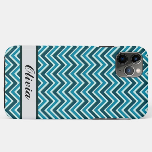 Coques Case-Mate iPhone Stylish Chevron Wave Blue, Teal, Green (Dos (Horizontal))