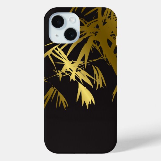 Coques Case-Mate iPhone Stylish d Golden Bamboo Feuille Zen on Black Moder (Verso)
