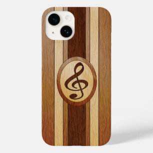 Coques Pour iPhone Stylish Faux Wood Treble Clef Inlay