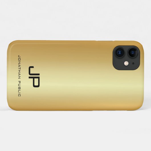 Coques Case-Mate iPhone Stylish Gold Modern Monogramme Nom Modèle (Dos (Horizontal))