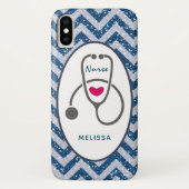 Coques Case-Mate iPhone Stylish Gray Nursing Stethoscope Illustration (Dos)