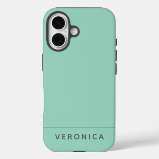 Coques iPhone 16 Stylish Modern Mint Green Personalized Name