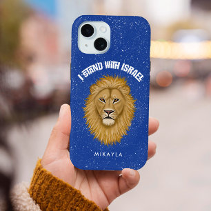 Coque Pour iPhone 15 Stylish Repose Avec Israël. Lion de Juda   Bleu