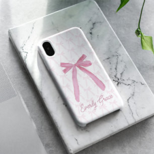 Coques iPhone 16 Stylish rose esthétique arcs de ruban personnalisé