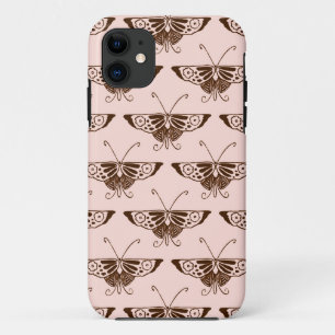 Coque Case-Mate Pour iPhone Stylized art Deco butterfly - chocolate and peach