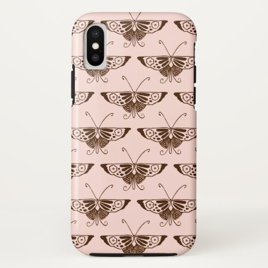 Coques Case-Mate iPhone Stylized art Deco butterfly - chocolate and peach (Dos)
