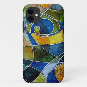 Coque iPhone 11 Stylo abstrait et encre d'aquarelle