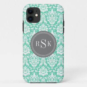 Case-Mate iPhone Case Stylo Monogram Trio Mint Damask