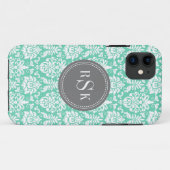 Coques Case-Mate iPhone Stylo Monogram Trio Mint Damask (Dos (Horizontal))