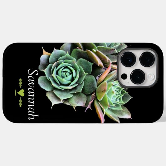 Coques Case-Mate iPhone Succulent floral sur Noir i (Verso (horizontal))