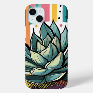 Coque iPhone 15 Mini Succulent plante avec points colorés