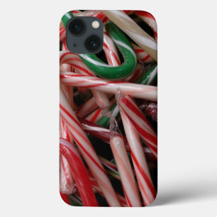 iPhone 13 Coque Sucres de canne Noël Vacances Blanc Vert et Rouge