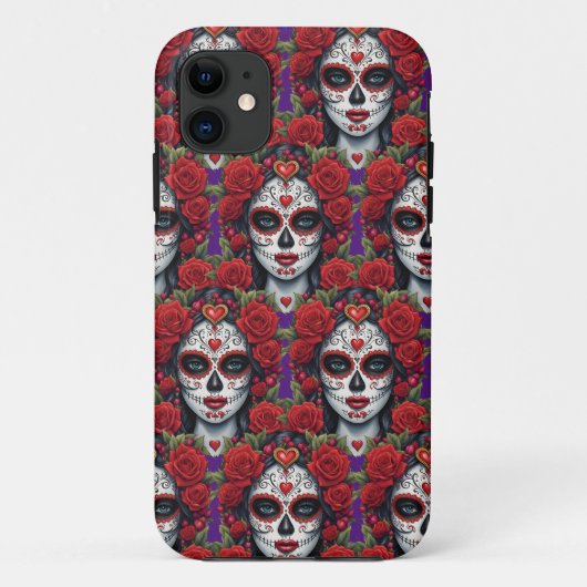 Coques Case-Mate iPhone Sugar Skull Art - Maquillage du crâne pour éblouir (Dos)
