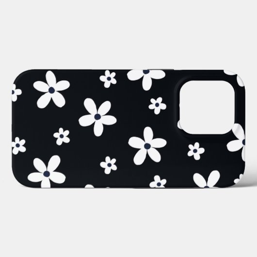 Coques Case-Mate iPhone Summer Boho Black White Daisy Flowers (Verso (horizontal))