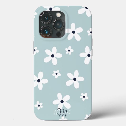 Coques Case-Mate iPhone Summer Boho Blue White Daisy Flowers (Verso)