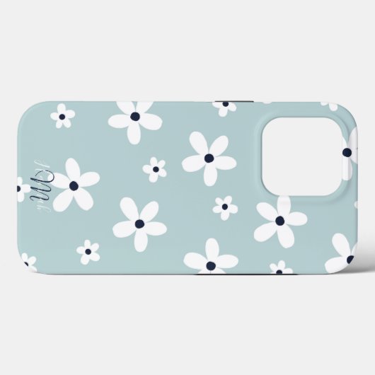 Coques Case-Mate iPhone Summer Boho Blue White Daisy Flowers (Verso (horizontal))