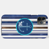Coques Case-Mate iPhone Summer Navy Blue Trendy Boat Stripes Collection (Dos (Horizontal))