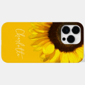 Coques Case-Mate iPhone Summertime Yellow Sunflower Nom personnalisable (Verso (horizontal))
