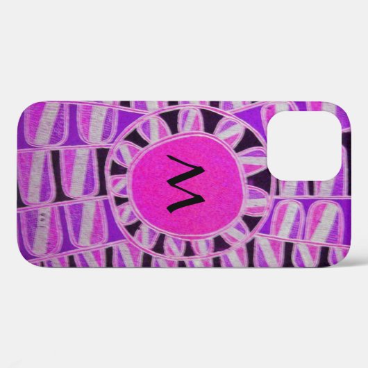 Coques Case-Mate iPhone SUN SOLAIRE ÉNERGIE MONOGRAM rose violet noir (Verso (horizontal))