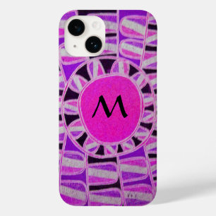 Coques Pour iPhone SUN SOLAIRE ÉNERGIE MONOGRAM rose violet noir