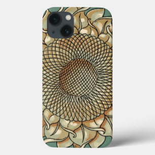Coques Pour iPhone Sunflower Bloom on Blue-green Background
