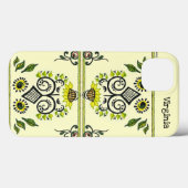 Coques Case-Mate iPhone Sunflower Folk Pattern and your name (Verso (horizontal))