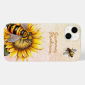 Coques Case-Mate iPhone Sunflower Honey Bees Summer Floral Nom du script (Verso (horizontal))