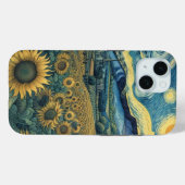 Coques Case-Mate iPhone Sunflower Meadow in the Starry Night (Verso (horizontal))