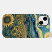 Coques Case-Mate iPhone Sunflower Meadow in the Starry Night (Verso (horizontal))