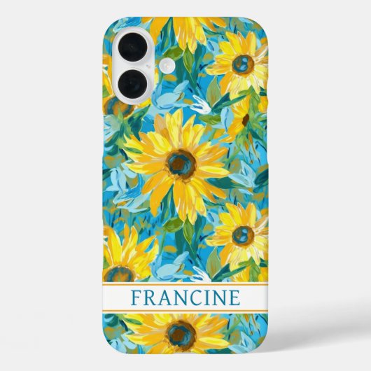 Coques Case-Mate iPhone Sunflower Painting Monogrammed (Verso)