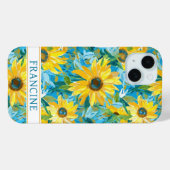 Coques Case-Mate iPhone Sunflower Painting Monogrammed (Verso (horizontal))