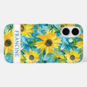Coques Case-Mate iPhone Sunflower Painting Monogrammed (Verso (horizontal))
