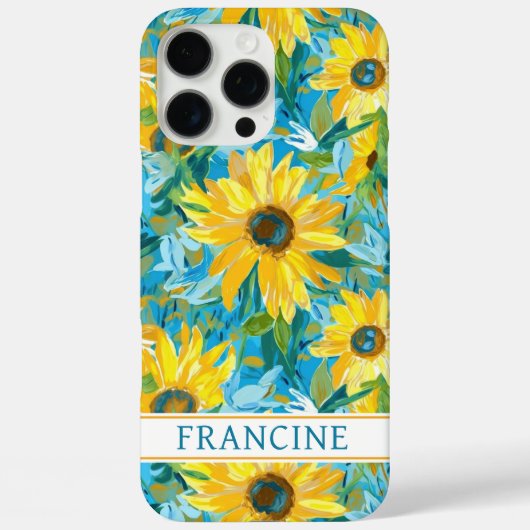 Coques Case-Mate iPhone Sunflower Painting Monogrammed (Verso)