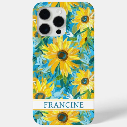 Coques Case-Mate iPhone Sunflower Painting Monogrammed (Verso)