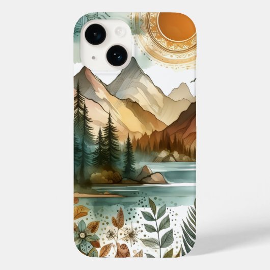 Coques Case-Mate iPhone Sunny Rustique Boho Nature Motif Mountain Lake (Verso)