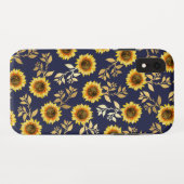 Coques Case-Mate iPhone Sunny Yellow Gold Navy Feuille Motif (Dos (Horizontal))