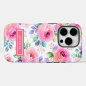 Coques Case-Mate iPhone Sunrise Floral Boho Custom Name Design (Verso (horizontal))